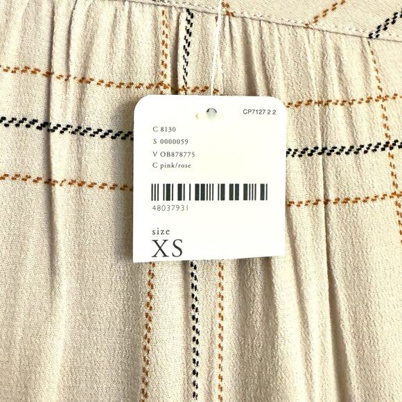 NWT Free People Bon Bon Midi Dress Sz XS Beige Plaid High Low Deep V Neck $128 - Picture 9 of 12